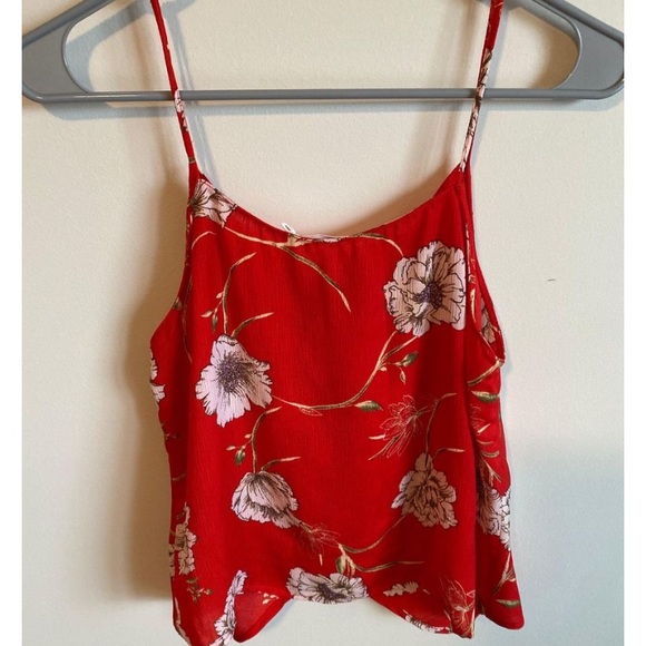 Red cropped tank top - Picture 2 of 2